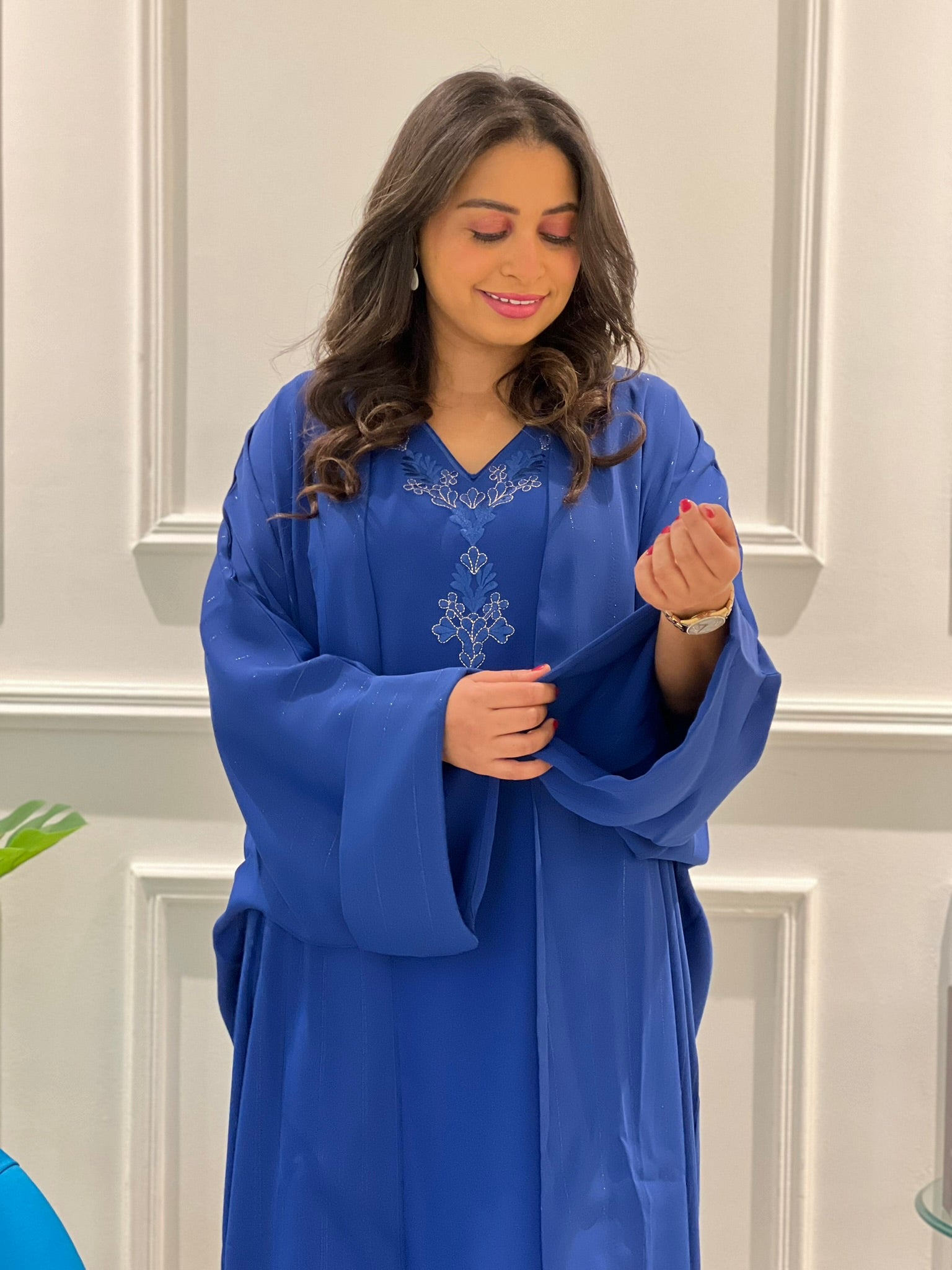 Ensemble 2 pièces : Gandoura & Abaya Bleu Royal
