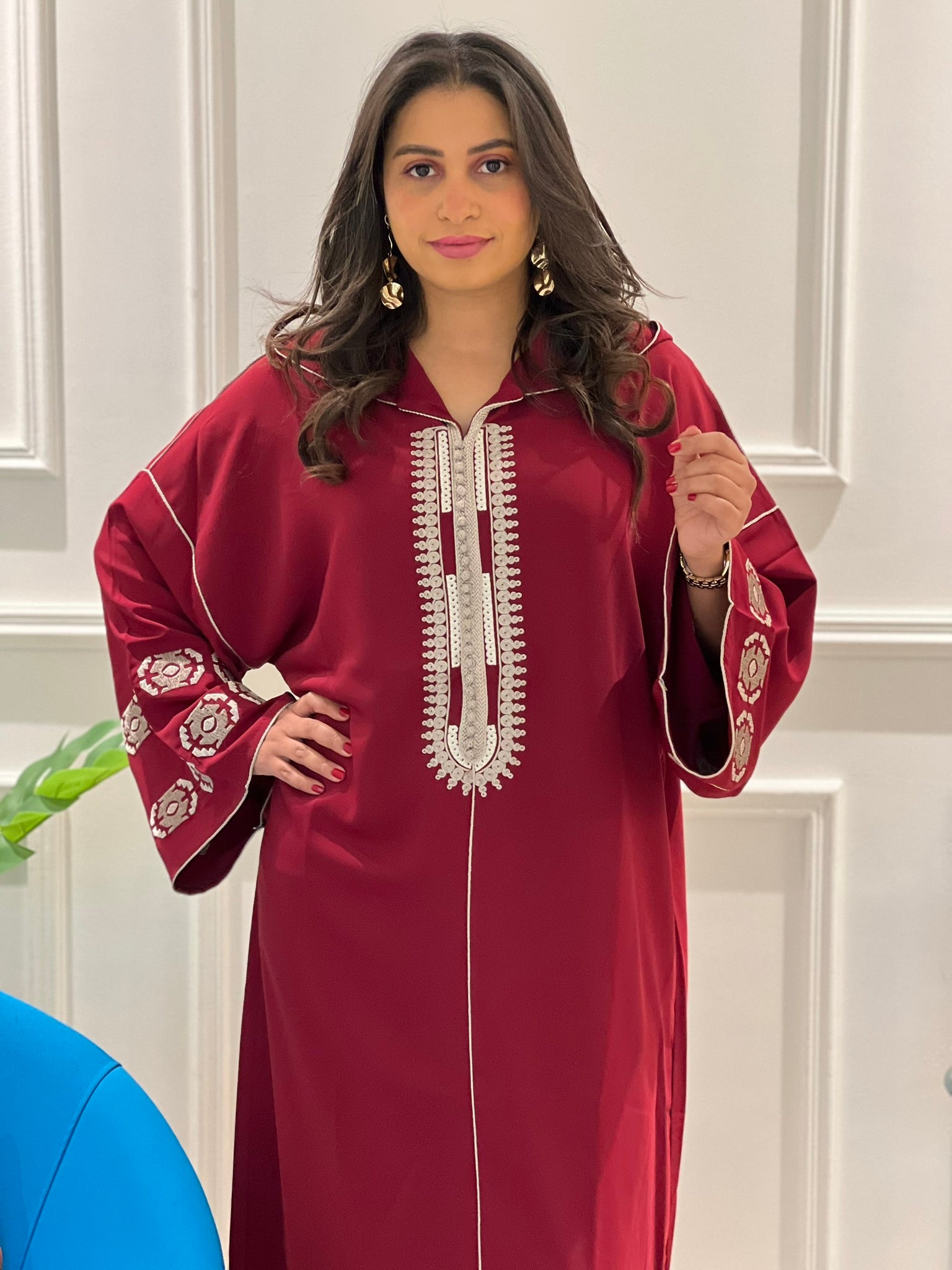 Jellaba Bordeau Élégante – Zeifashion