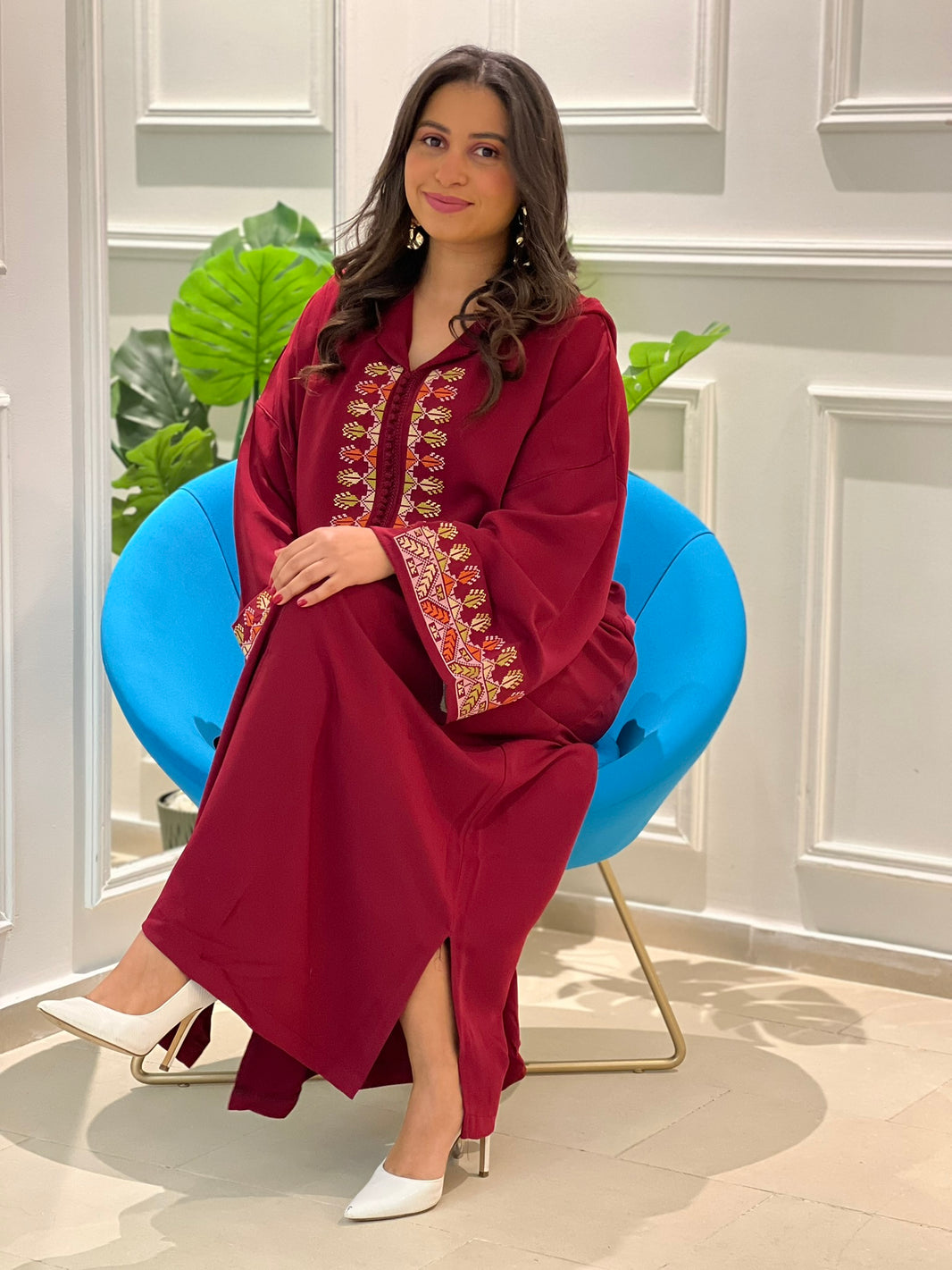 Jellaba Bordeau avec Broderies