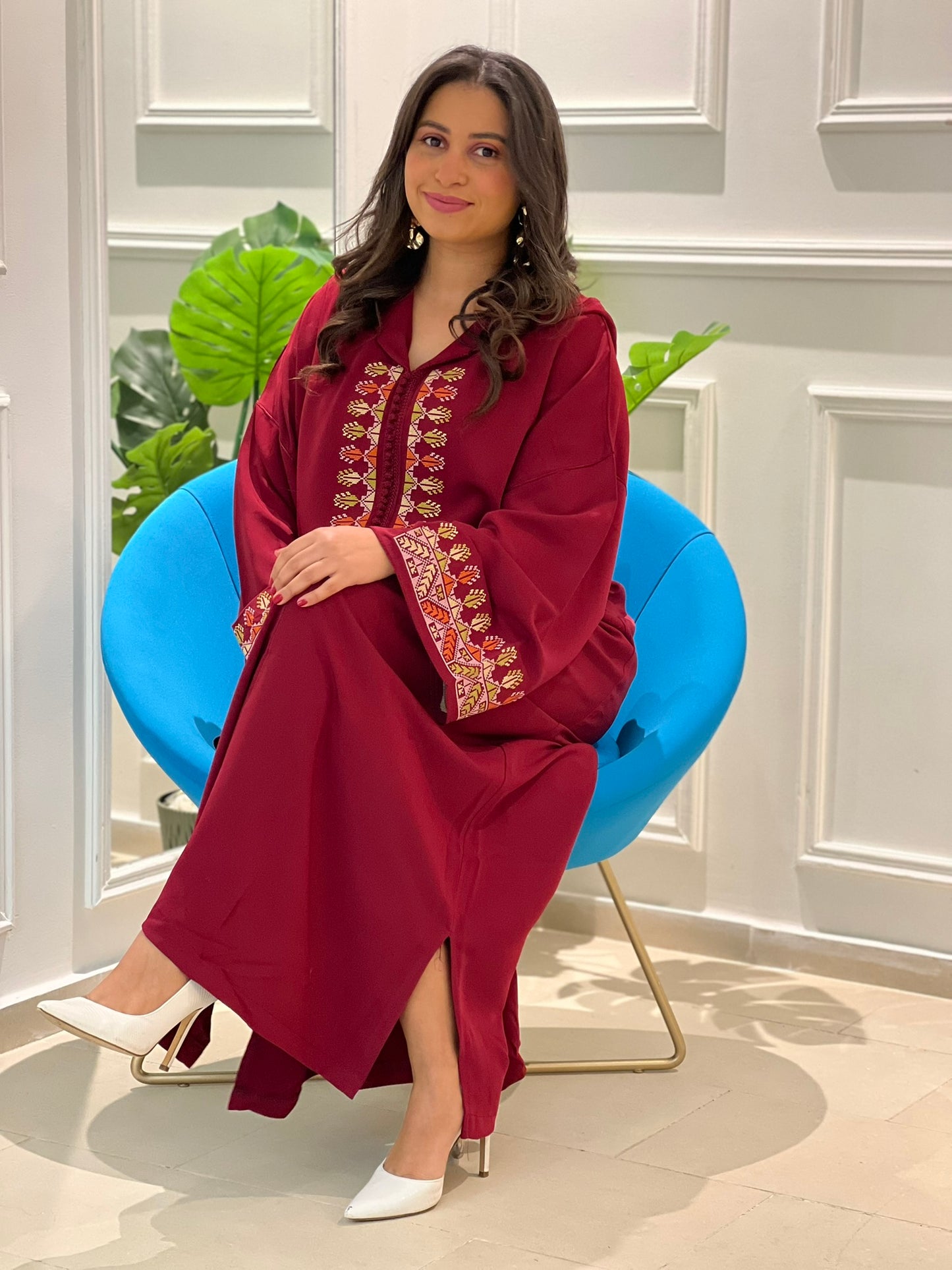 Jellaba Bordeau avec Broderies