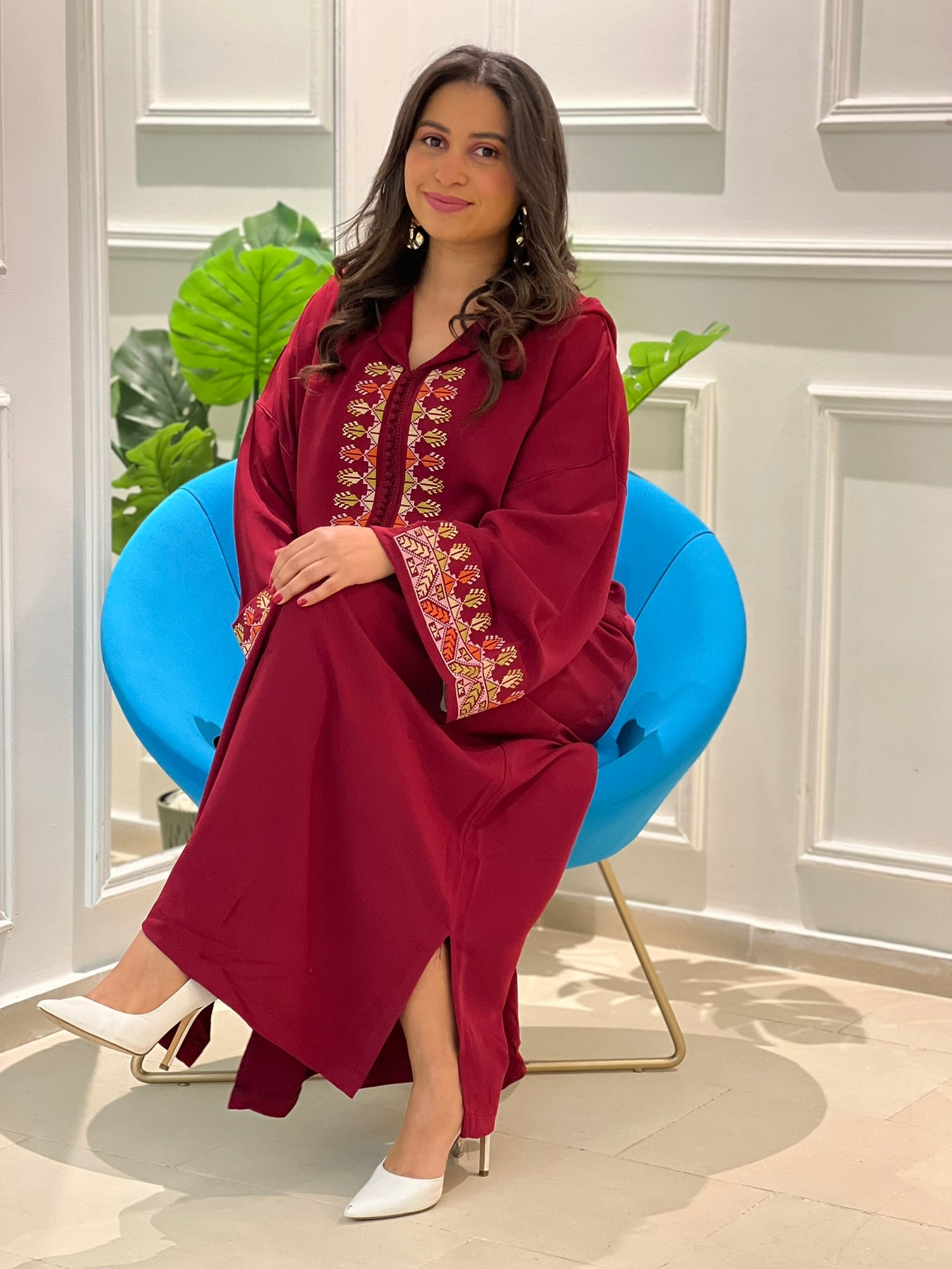 Jellaba Bordeau avec Broderies