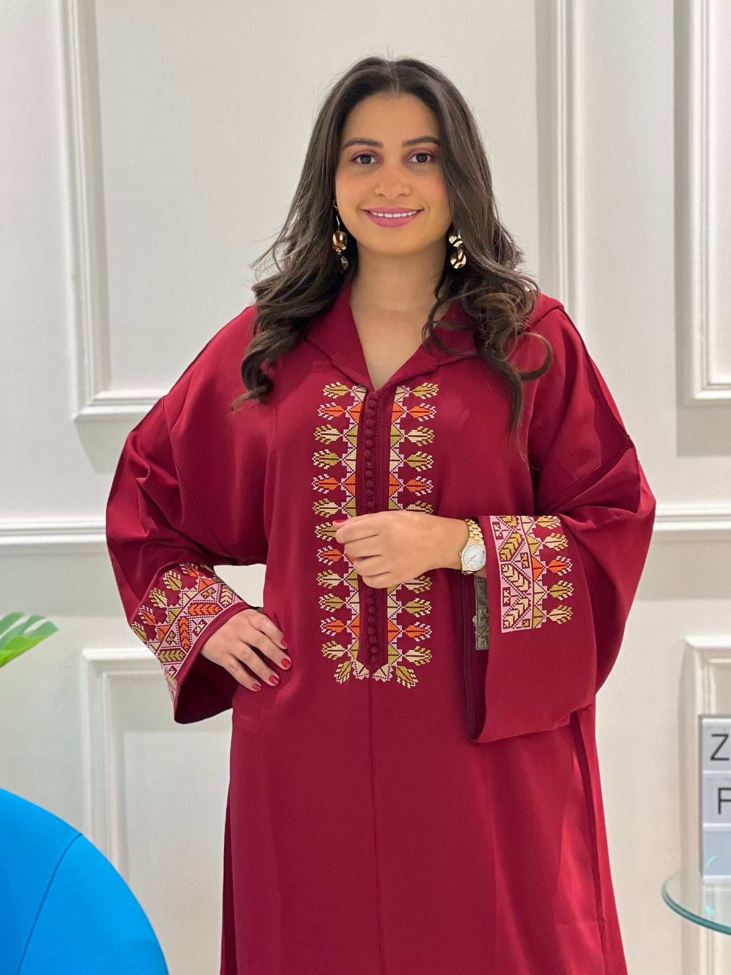 Jellaba Bordeau avec Broderies