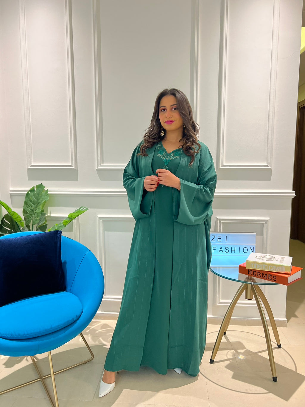 Gandoura & Abaya Vert Élégant