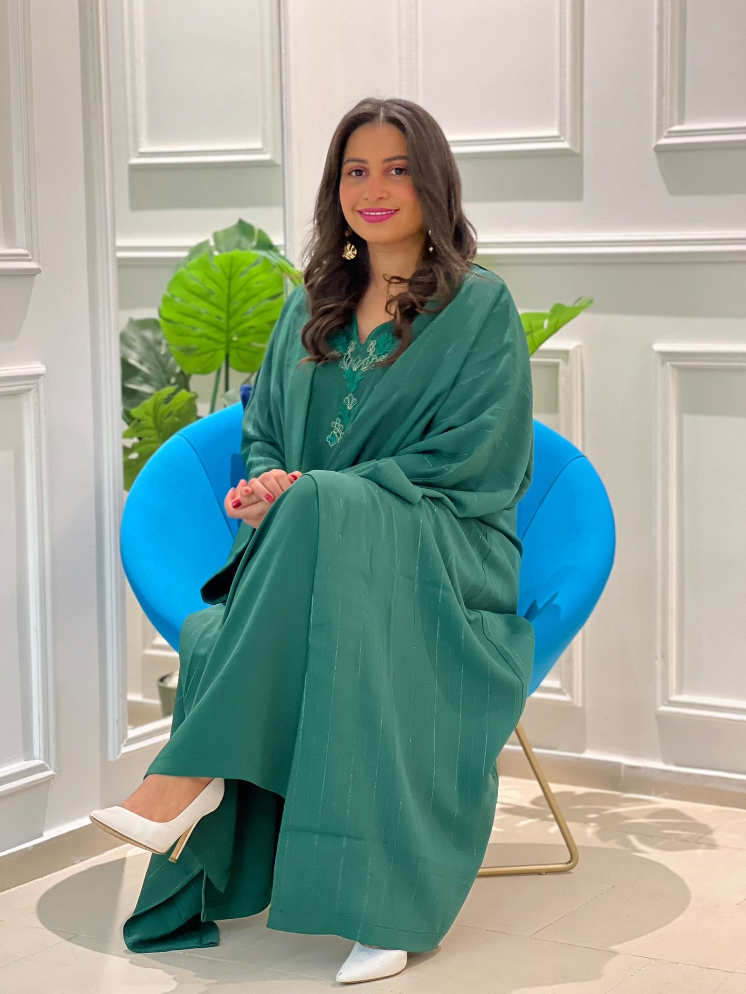 Gandoura & Abaya Vert Élégant